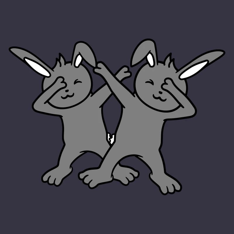 2 Bunnies Dabbing Dab Dance Pose Dancing Party Celebrations