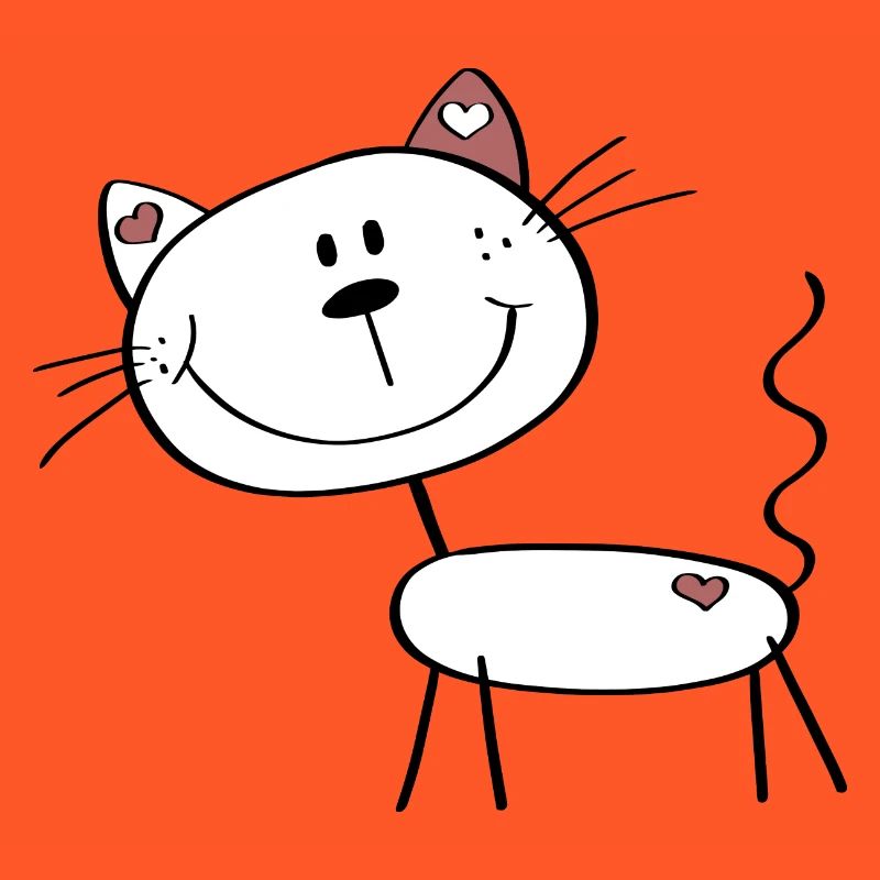 Kleine Katze mit Herzchen - Strichmännchen Comic