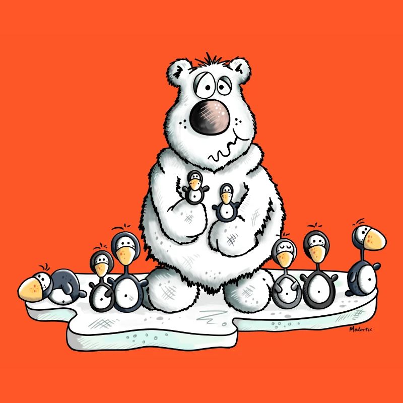 Polar Bear with Penguins
