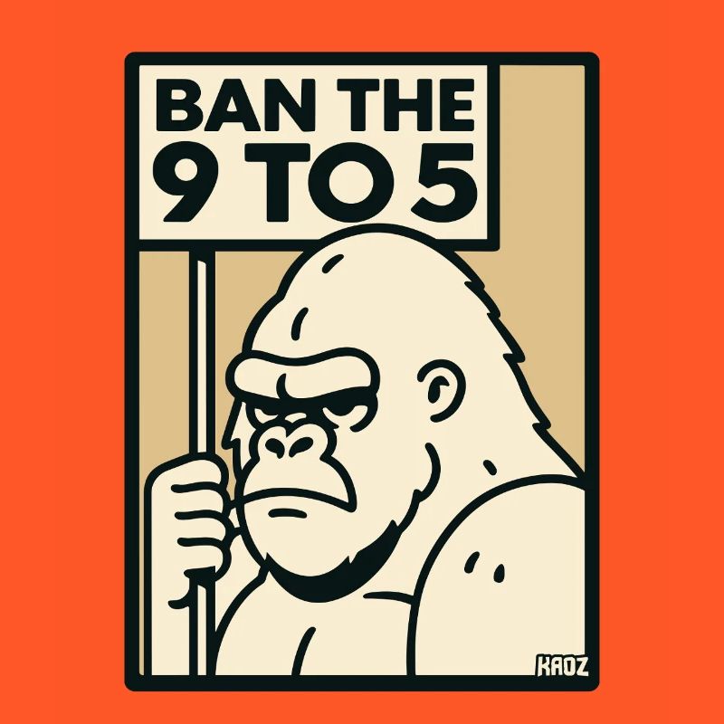 Gorilla against 9 to 5 office and work