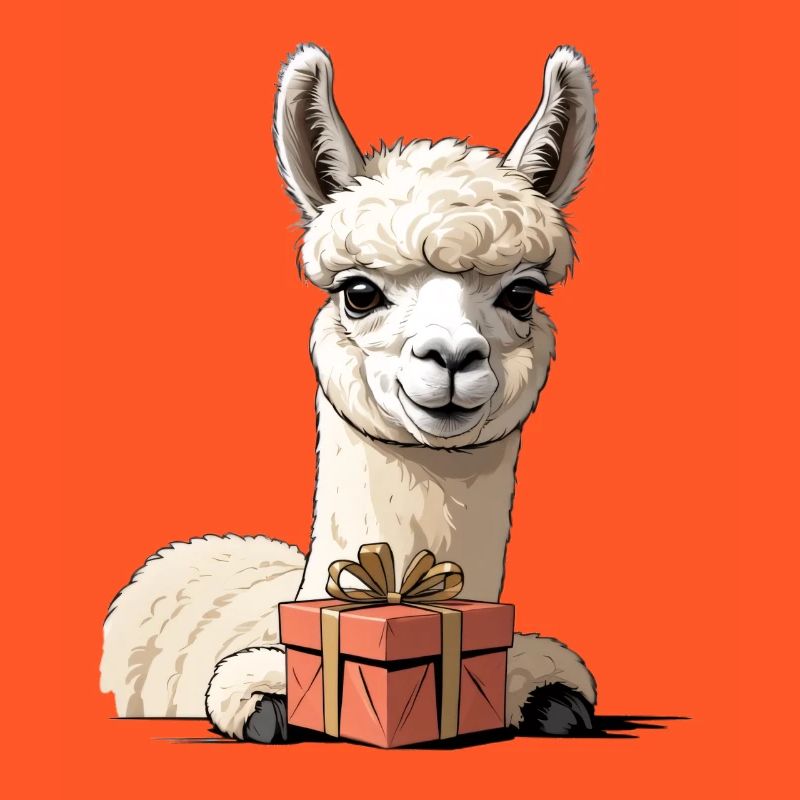 Alpaca with gift box