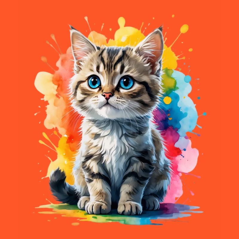 Explosion de couleurs de portrait de chat