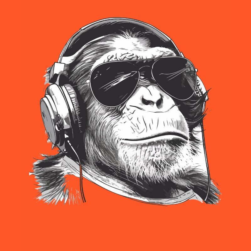 Monkey DJ avec casque