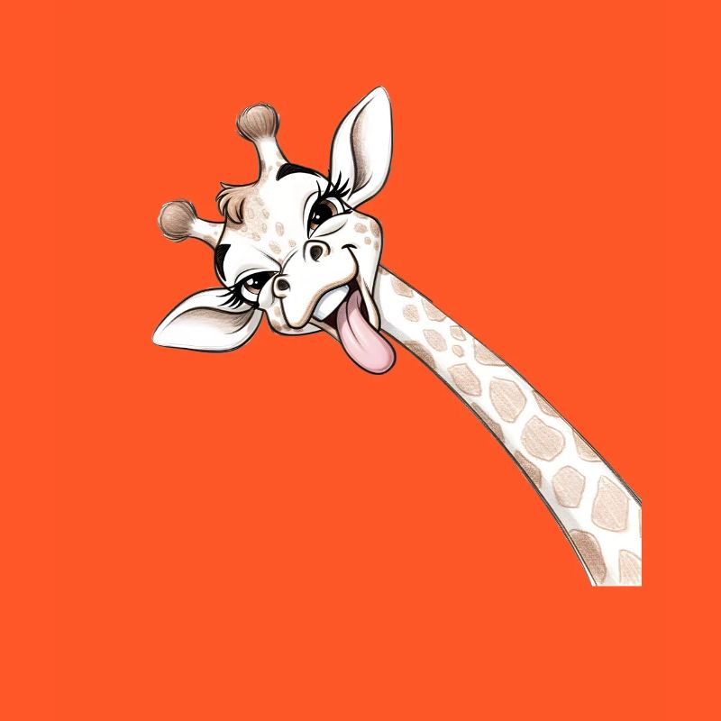 Girafe Joyeuse Langue Déployée