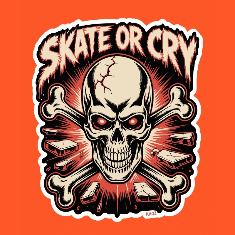 Skate- oder Cry-Skull-Tee-Design