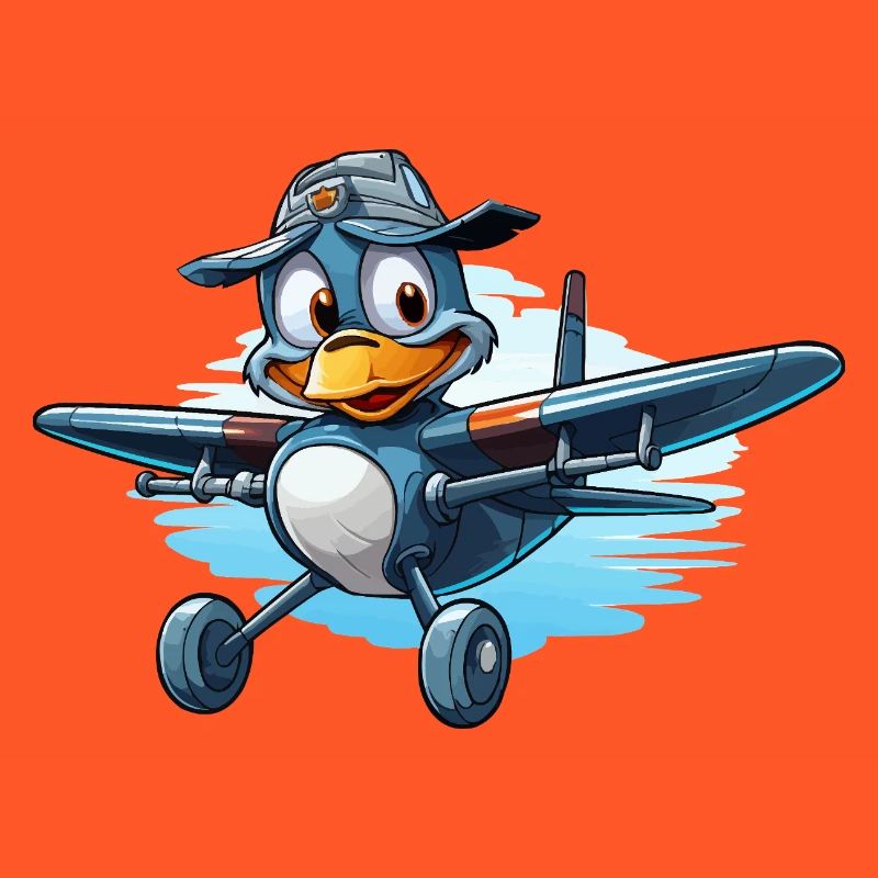 Penguin Pilot in Airplane
