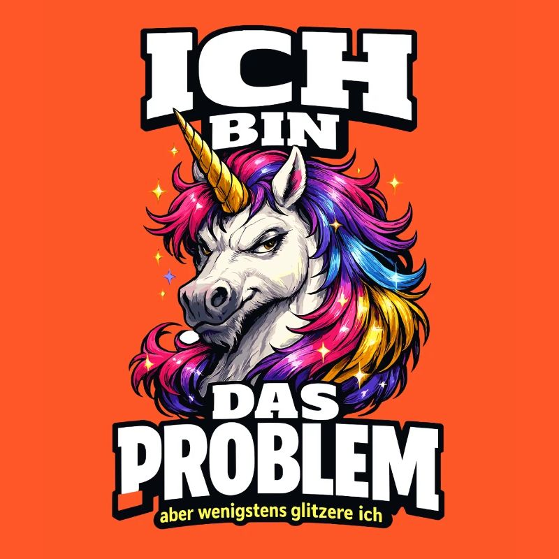 Ich bin das Problem Einhorn Spruch mit Glitzer