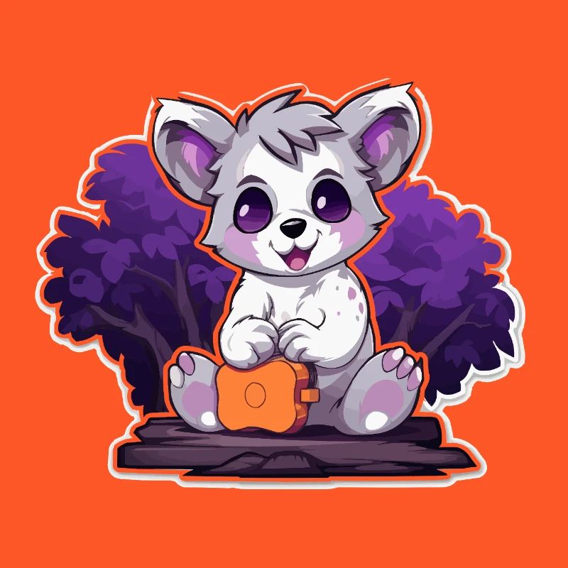 Panda câlin dans le buisson violet