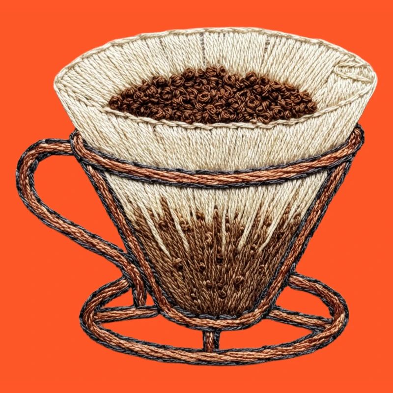 Embroidered coffee filter – minimalist (printed)