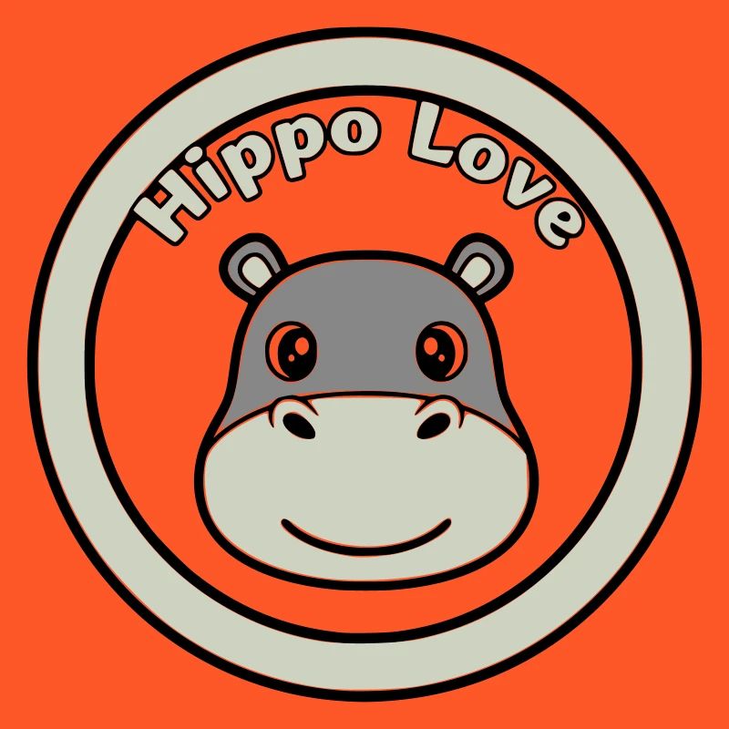 Hippo Love Nilpferd Logo Abzeichen