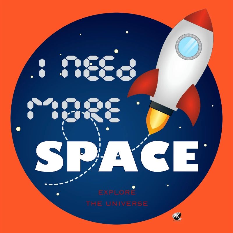 Space rocket in a blue circle illustration