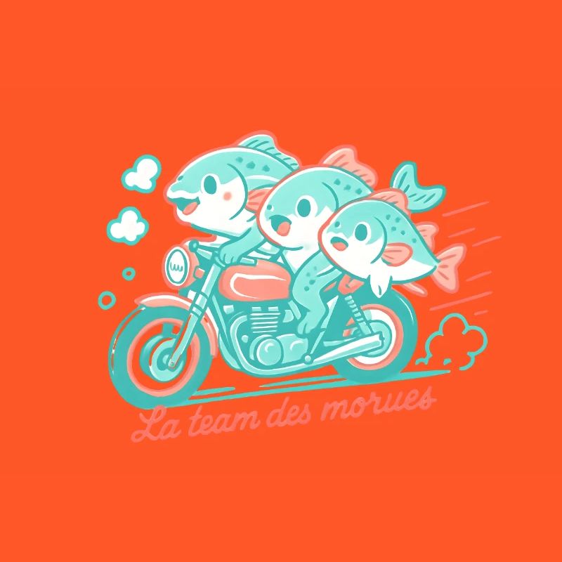 Turquoise cod on a motorcycle