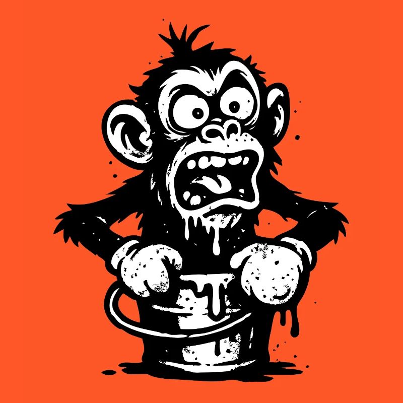 Affe im Eimer | Schockierter Affe mit Tropf-Design