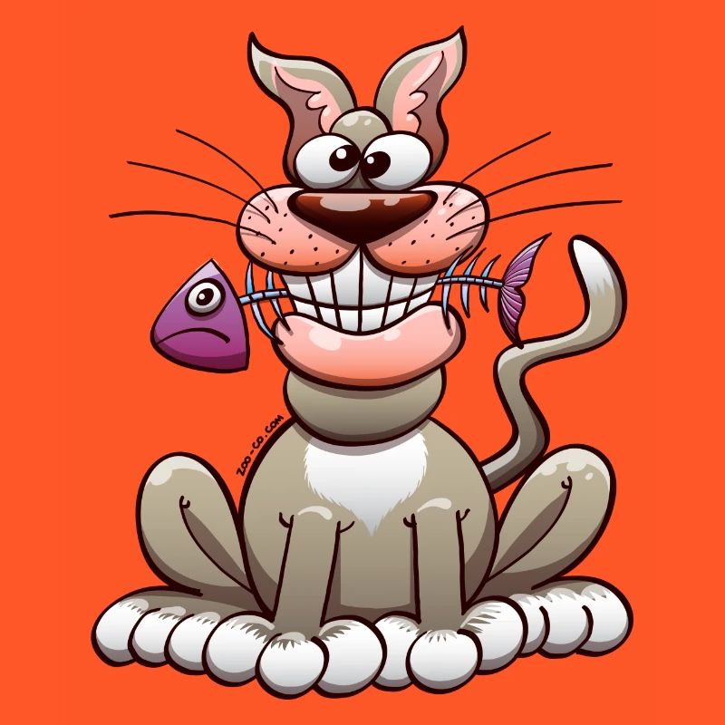 Chat posant avec un poisson