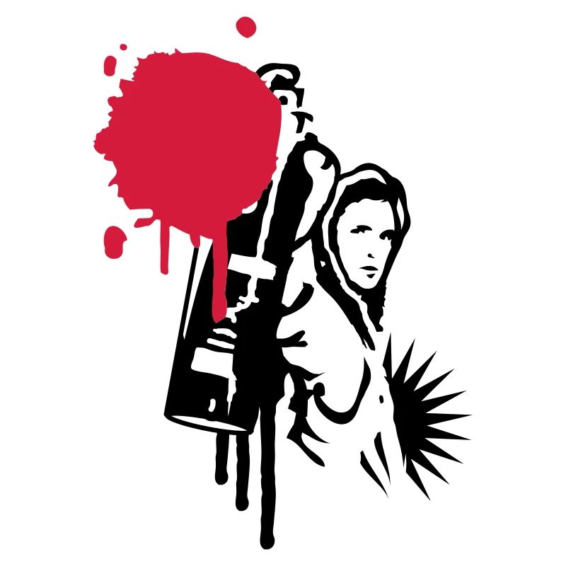 A sprayer with spray can in graffiti style