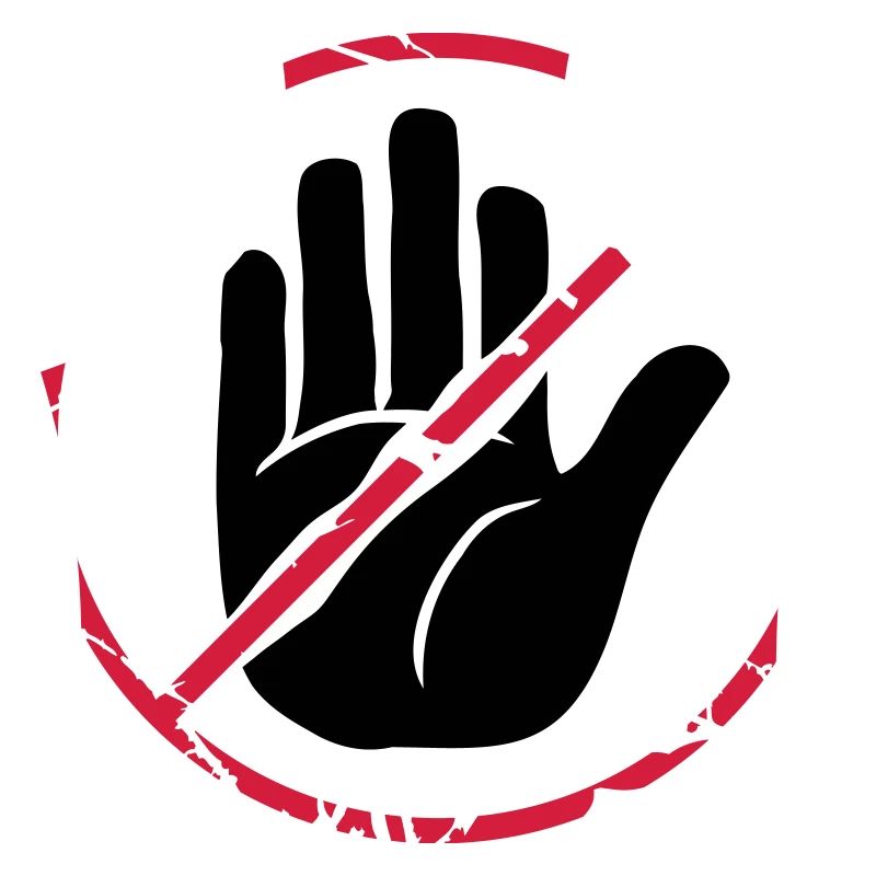 Stop Zeichen Hand durchgestrichen