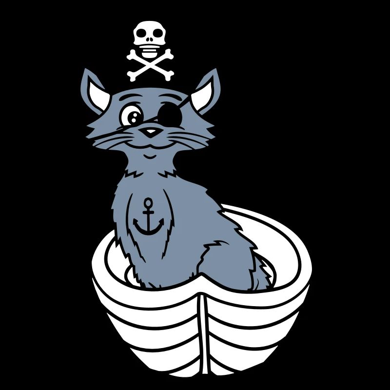 Pirate Cat Buccaneer Eye Patch Hat Rowing Boat