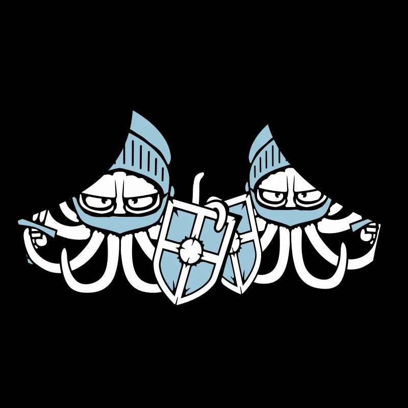 2 Octopus Knight Team Medieval Shield Sword