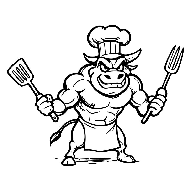 Taureau chef cuisinier 