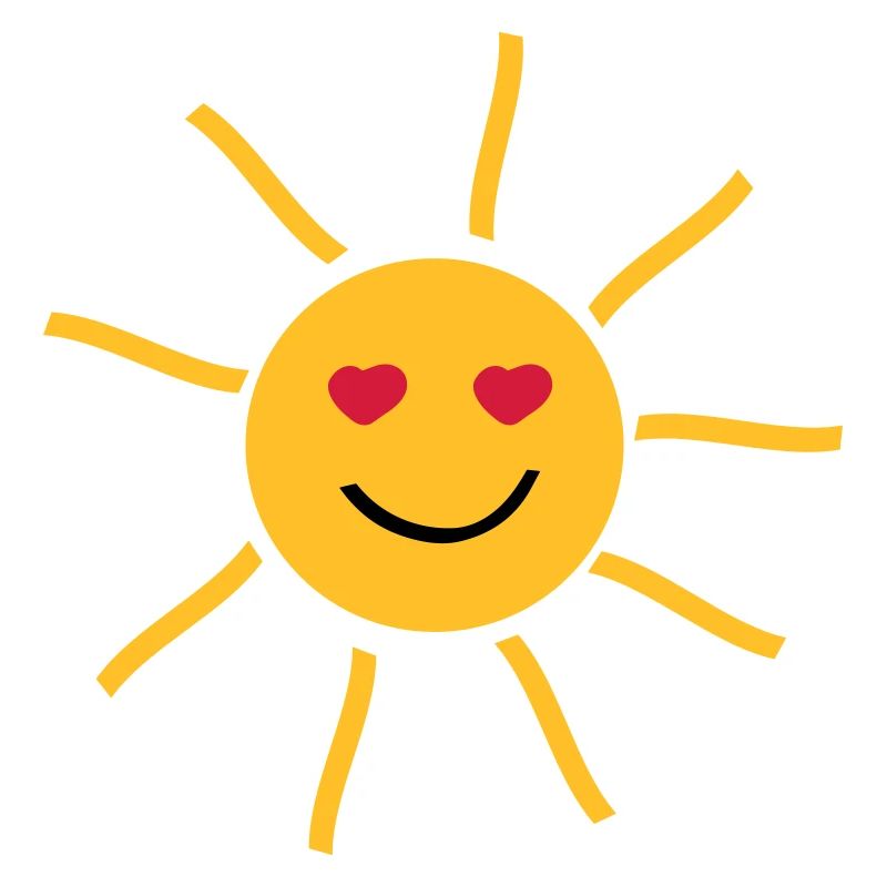 lachende Sonne mit Augen in Herzform
