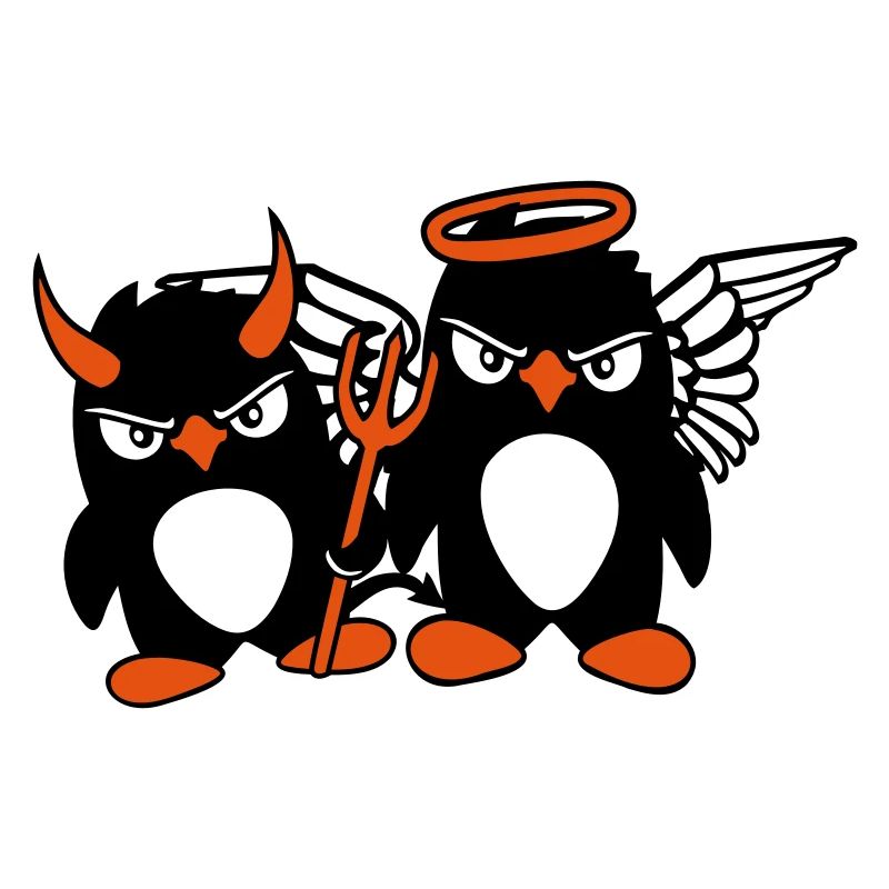 2 Penguins Angel Devil Evil Good Sky Hell Cool