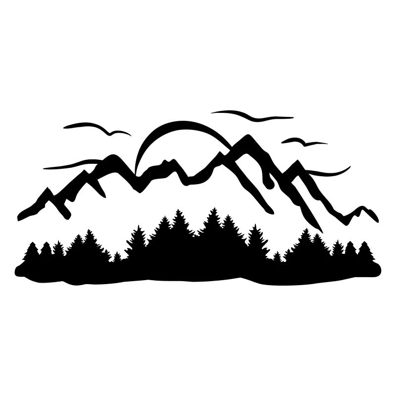 Mountains, Forest, Sun and Clouds
