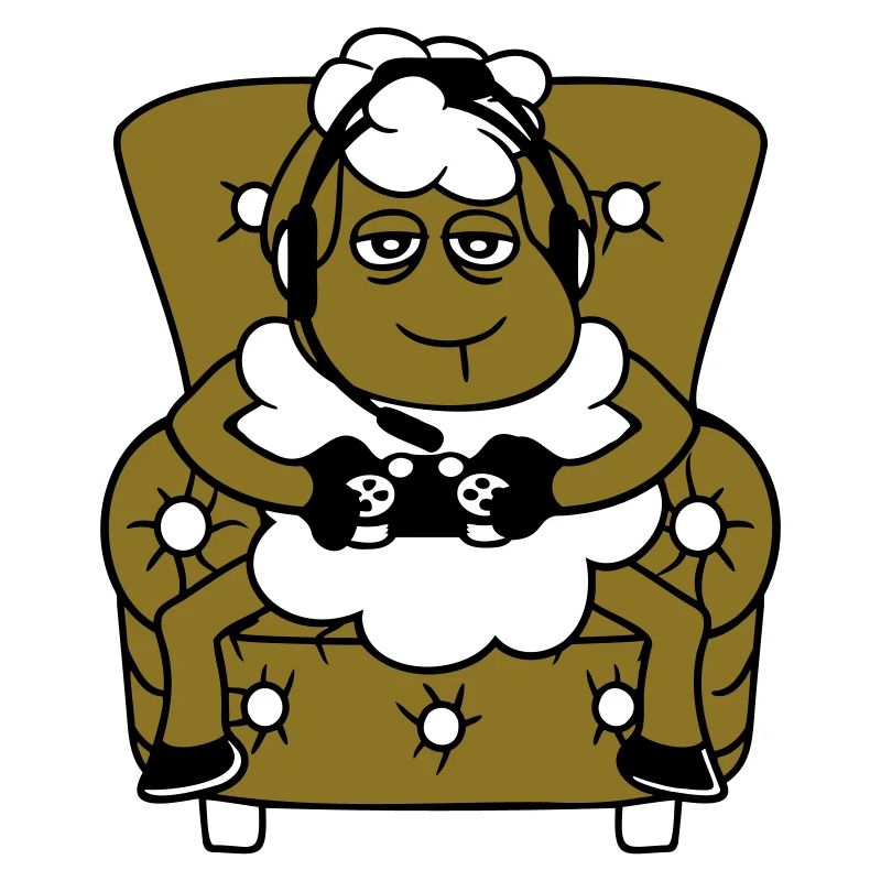 Sheep Gamer Armchair Controller Video Game Nerd Cool