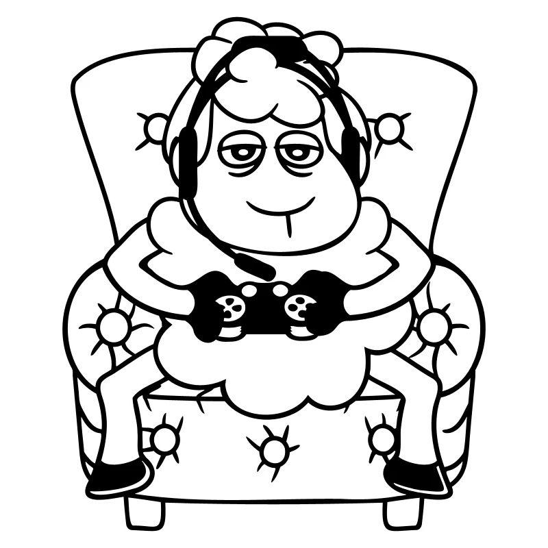 Sheep Gamer Armchair Controller Video Game Nerd Cool