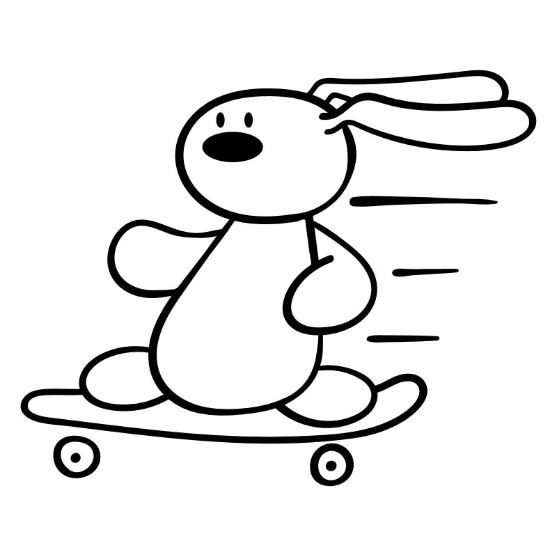 Un mignon lapin exécute skateboard