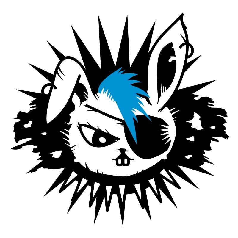 rabbit with an eye patch and a mohawk