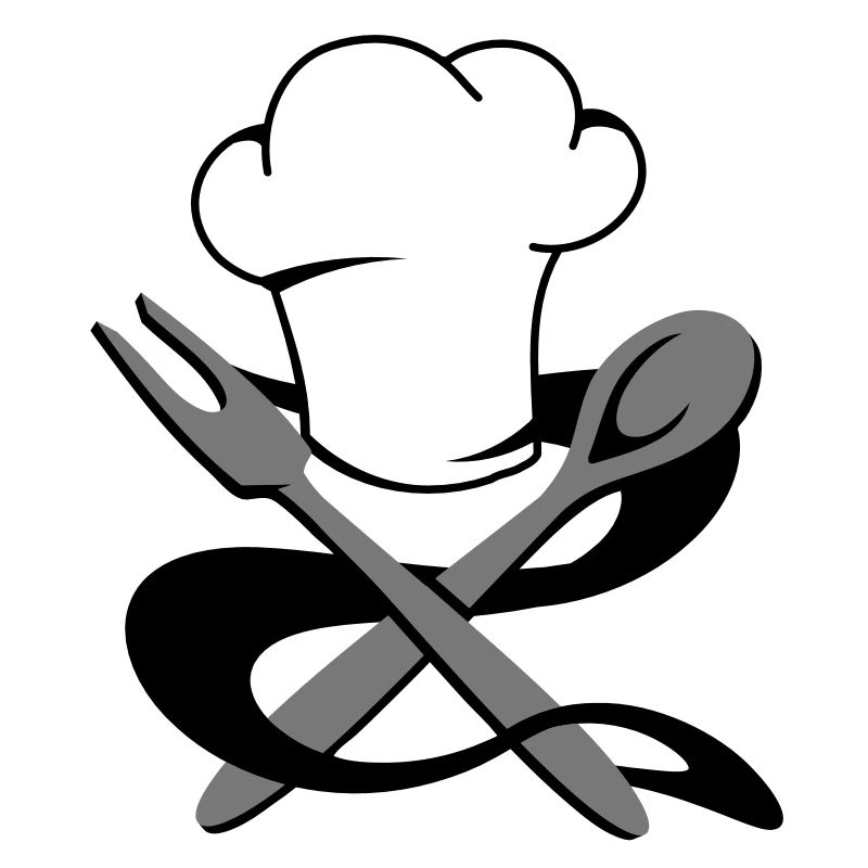 A chef's hat with spoon and fork