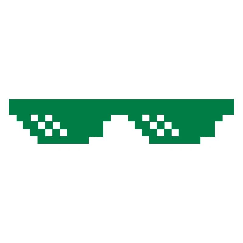 Green pixel pattern with contrast blocks