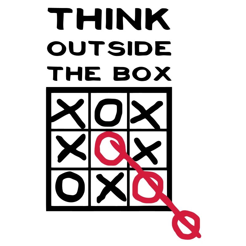Think outside the box, creative thinking, thoughts