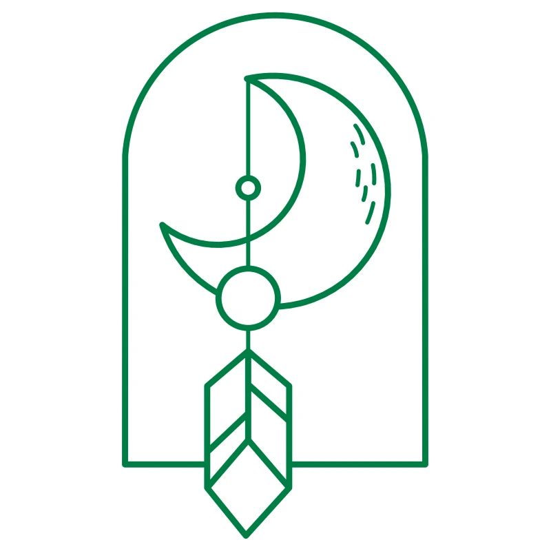 BOHO-Mond und Fallfeder auf einem Bogen