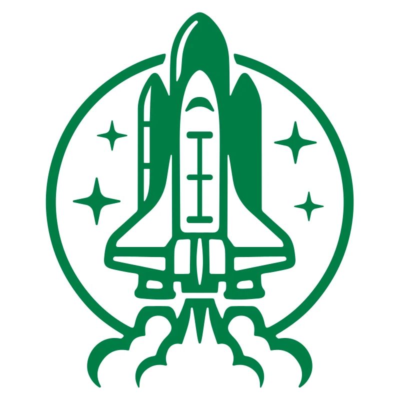 Space shuttle launch logo icon. Take off. Rocket