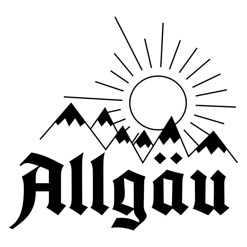 Allgäu Schriftzug mit Bergen und Sonne - Geschenk