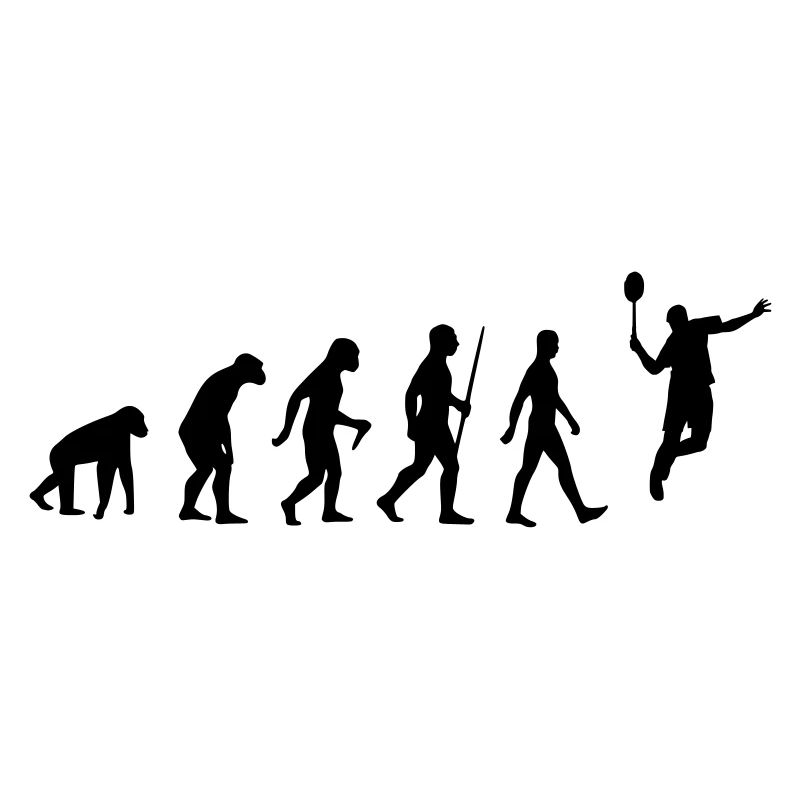 Evolution - badminton, badminton, human, monkey
