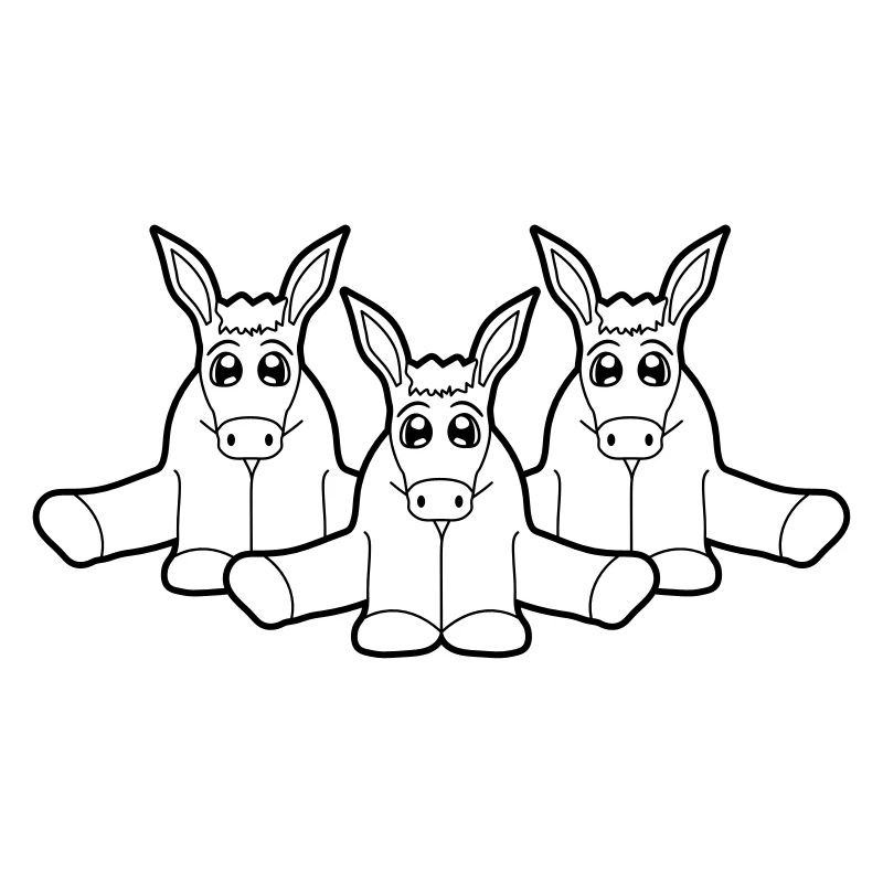 3 amis petit bébé mignon mignon assis âne pf