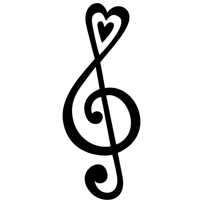 Musique, notes, coeur, classique, clef sol, bande