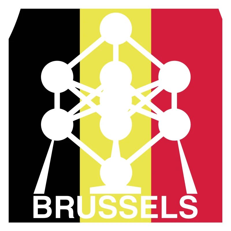 Brussels Atomium – Belgian Flag Square Icon