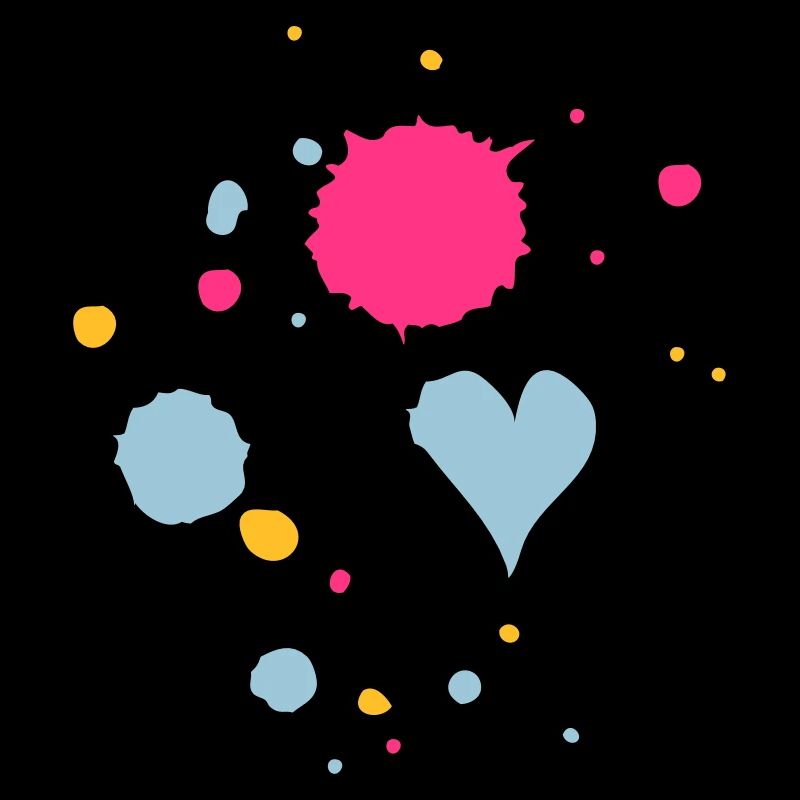 Macchie di colore, gocce e cuore