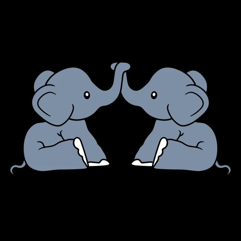 Mignon 2 éléphants amis équipe deux couple de trompes