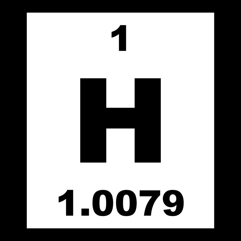 Element 1 - h (hydrogen) - Short (white)