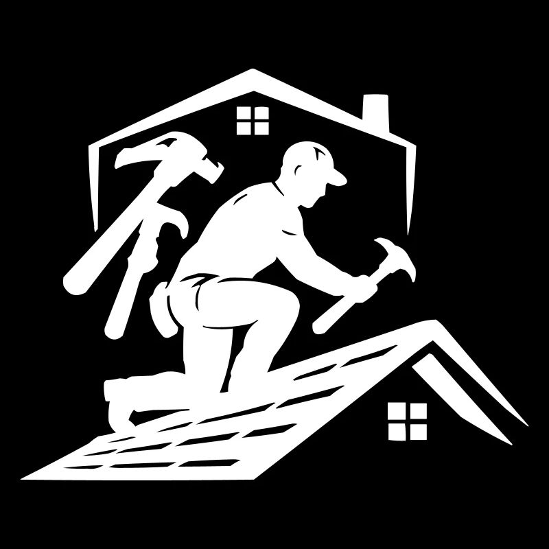 Dachdecker Silhouette am Dach