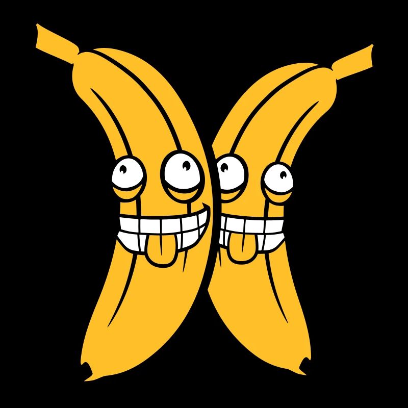 2 freunde team paar banane obst verrueckt grimasse