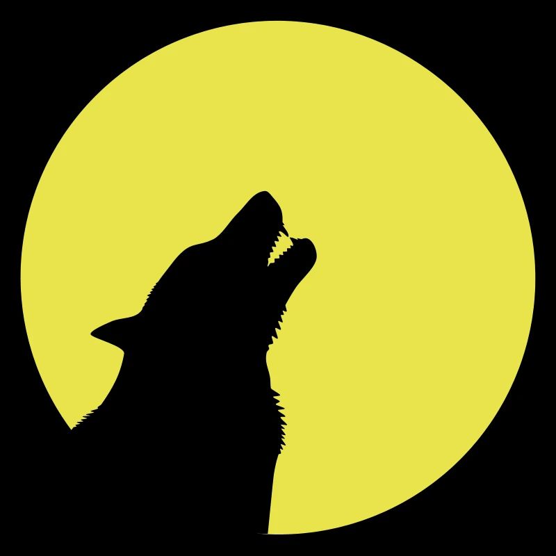 Loup hurlant devant les dents de lune wolve