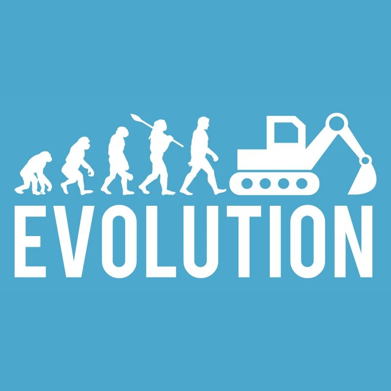 Bagger Baustelle Baggerfahrer Bau lustig Evolution