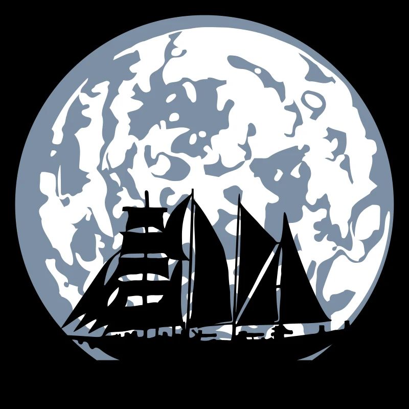 Silhouette de lune voilier
