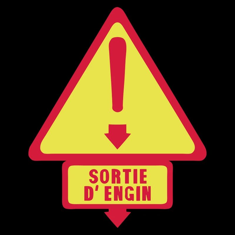 sortie engin panneau danger fleche