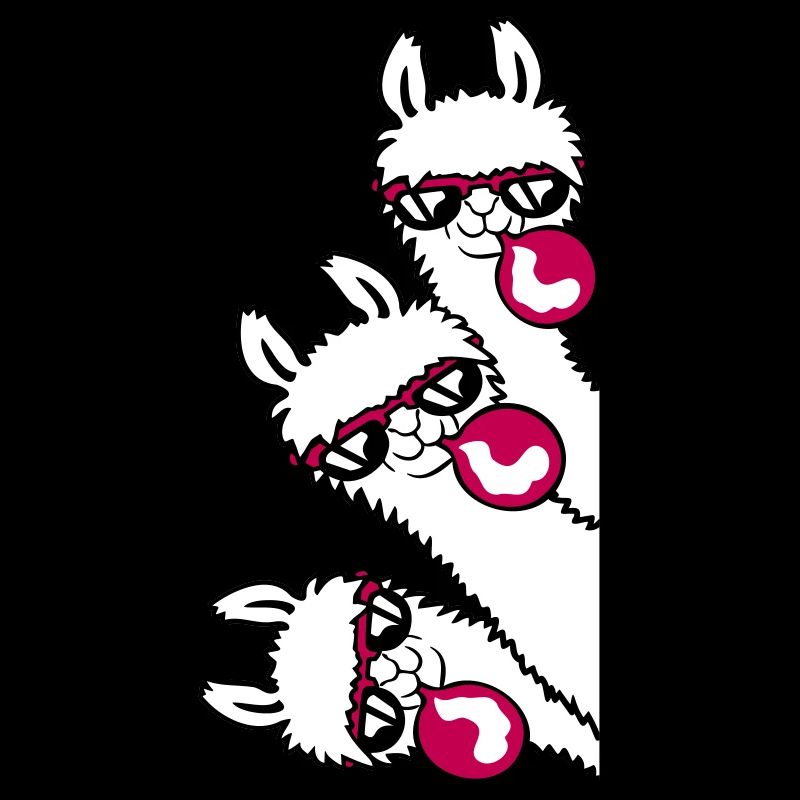 3 Llamas Chewing Gum Team Crew Friends Looking Sideways